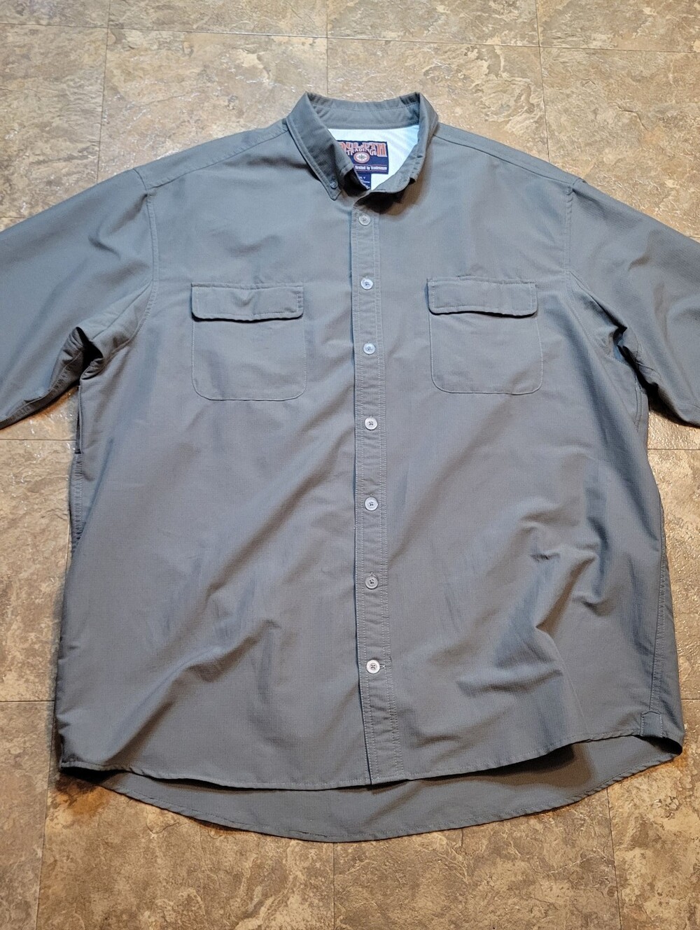 Duluth Trading Co Button Down Shirt Mens 2XLT Green SS Fishing Vented Hiking